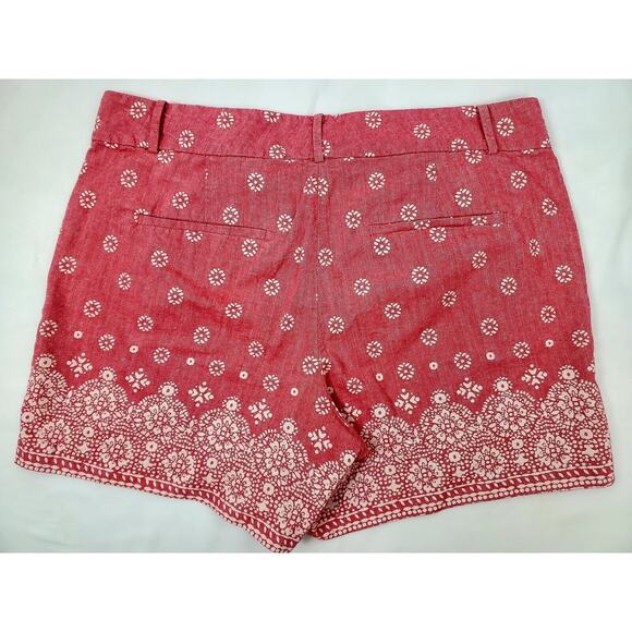 Ann Taylor Shorts Womens Size 12 Floral Chino Salmon Pink Khakis Riviera - Picture 2 of 12